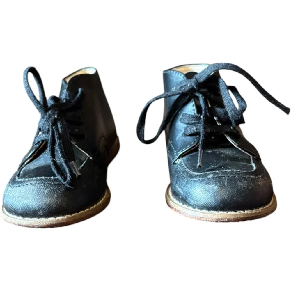 Footmates Alex Little‎ Boys 7M Oxford Shoes Black Leather Lace Up  Classic Dress